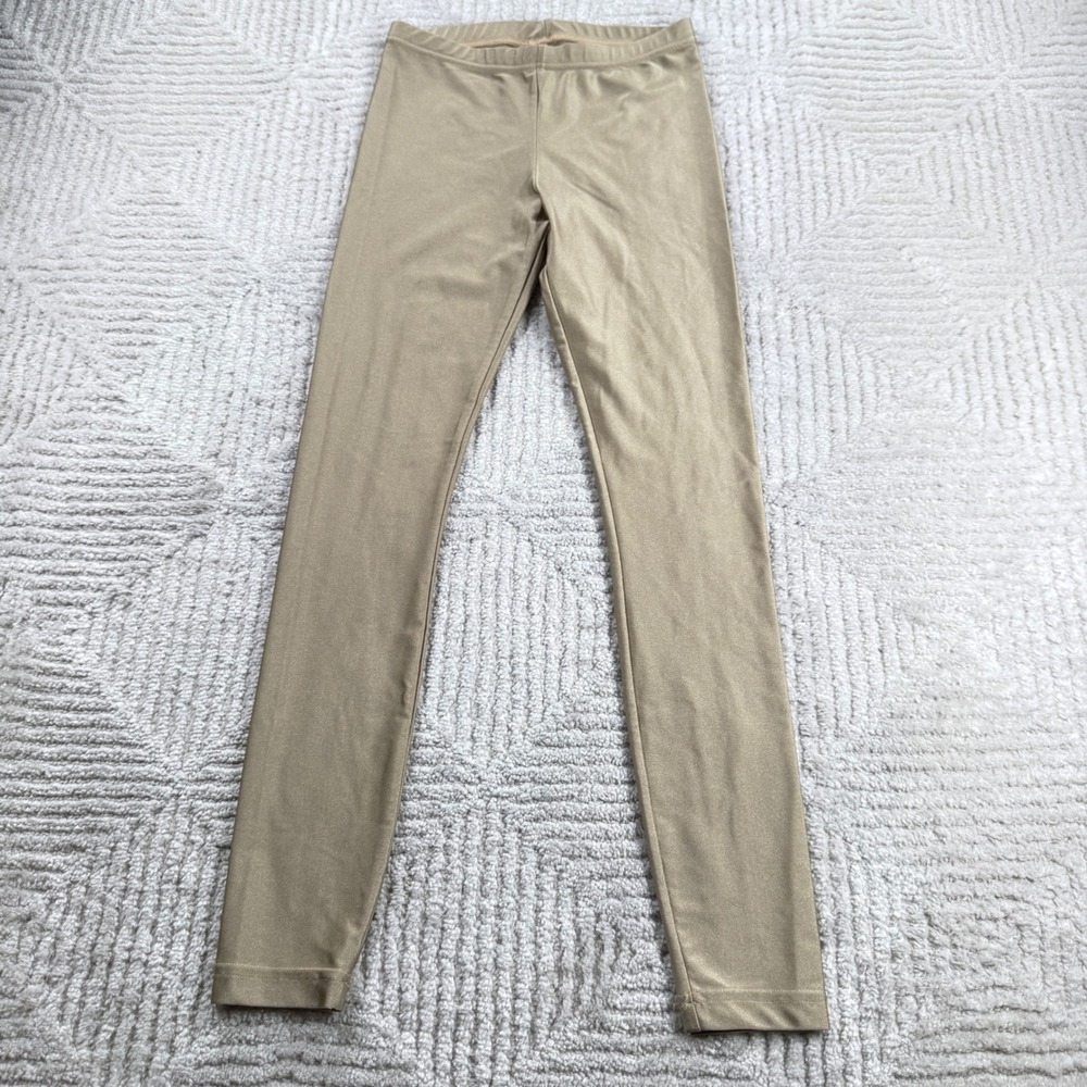 American Apparel Shiny Leggings Womens S Gold Shimmer Disco Tights Glam Rave USA